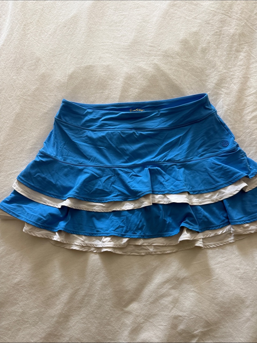 Lilly Pulitzer Luxletic Tennis Skort cobalt blue and white tiered